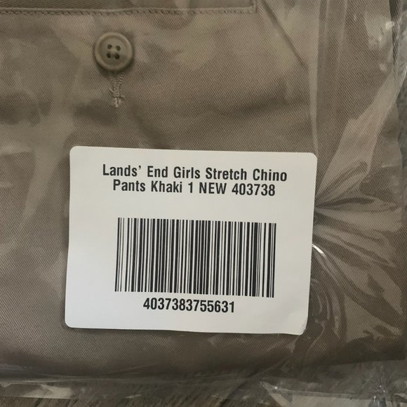 NWT LANDS' END JUNIOR GIRLS STRETCH CHINO PANTS KHAKI SIZE 1 - Picture 7 of 7